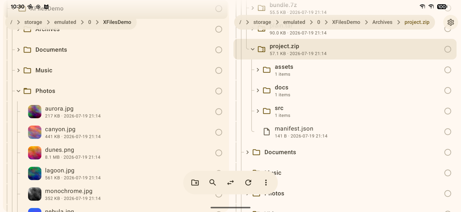 XFiles Dual-pane Tree Browser