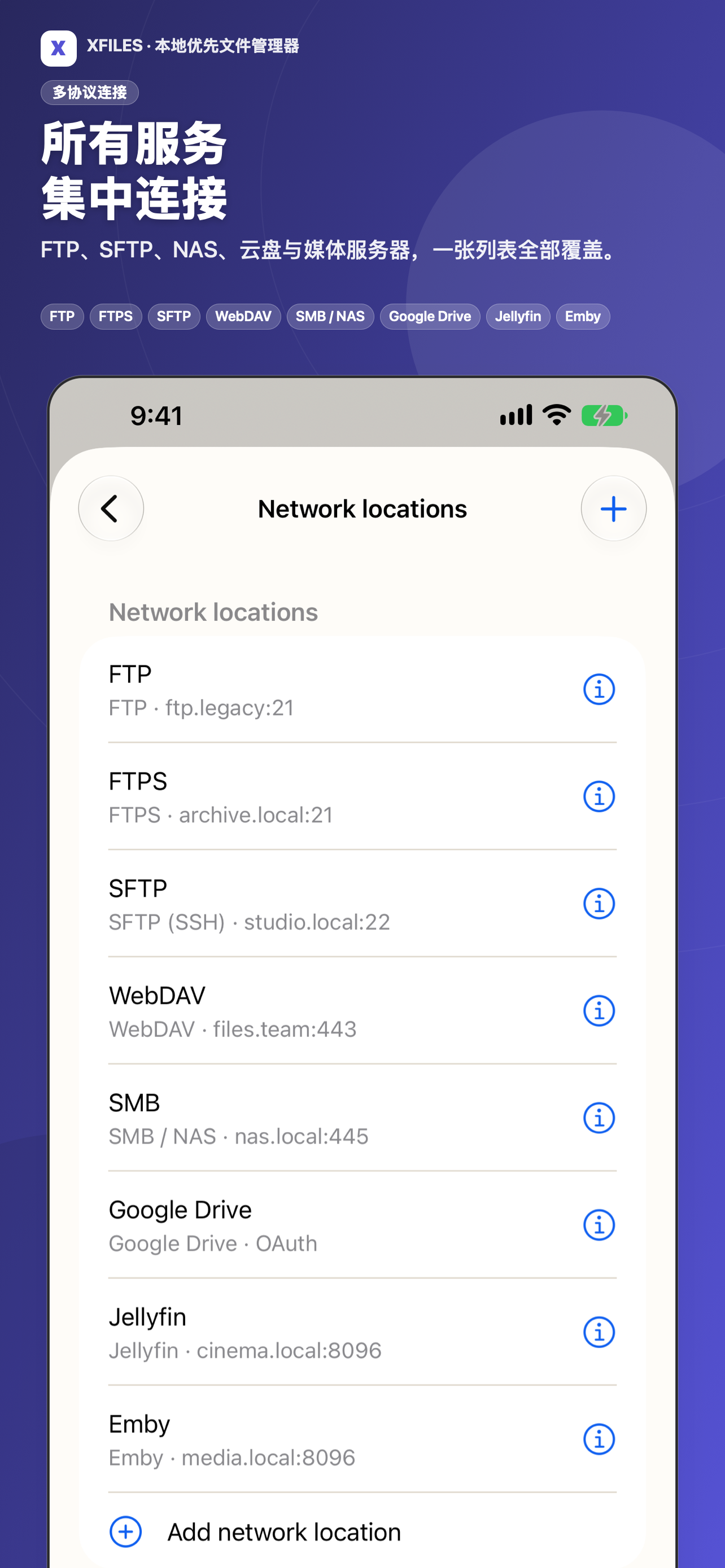 Universal network storage connections